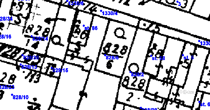Parcela st. 828/6 v KÚ Kokašice, Katastrální mapa