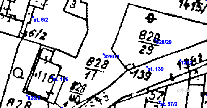 Parcela st. 828/11 v KÚ Kokašice, Katastrální mapa