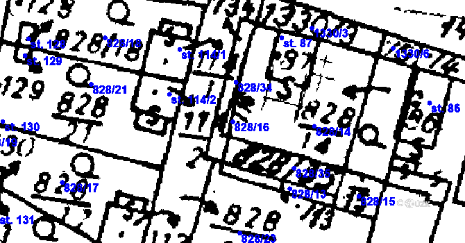 Parcela st. 828/16 v KÚ Kokašice, Katastrální mapa