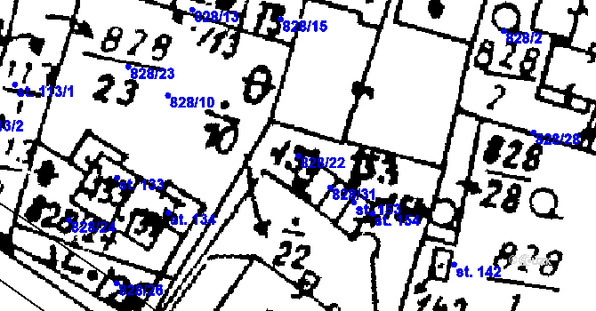 Parcela st. 828/22 v KÚ Kokašice, Katastrální mapa