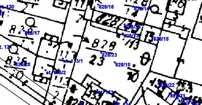 Parcela st. 828/23 v KÚ Kokašice, Katastrální mapa