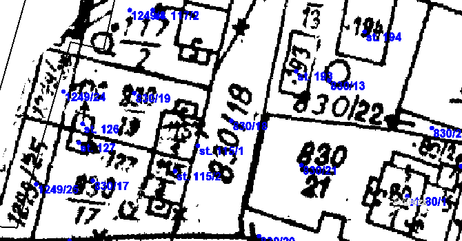 Parcela st. 830/18 v KÚ Kokašice, Katastrální mapa