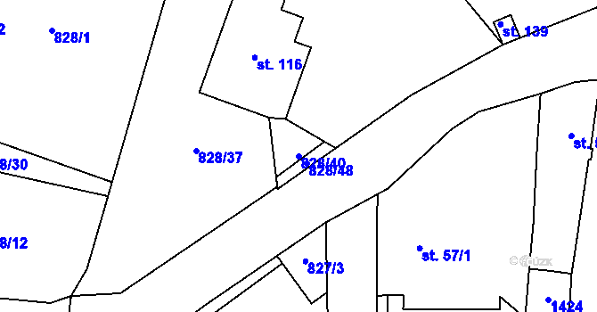 Parcela st. 828/40 v KÚ Kokašice, Katastrální mapa