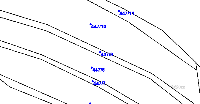 Parcela st. 447/9 v KÚ Lomy u Domaslavi, Katastrální mapa