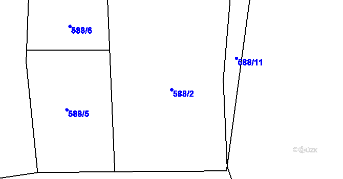 Parcela st. 588/2 v KÚ Lomy u Domaslavi, Katastrální mapa