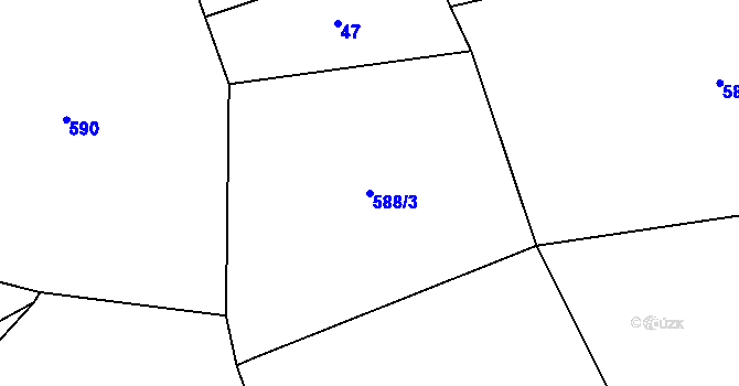 Parcela st. 588/3 v KÚ Lomy u Domaslavi, Katastrální mapa