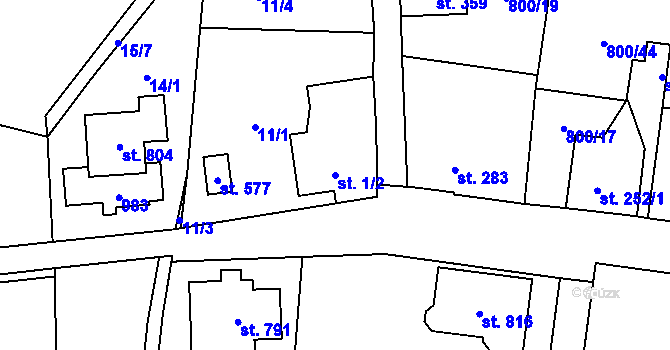 Parcela st. 1/2 v KÚ Kokonín, Katastrální mapa