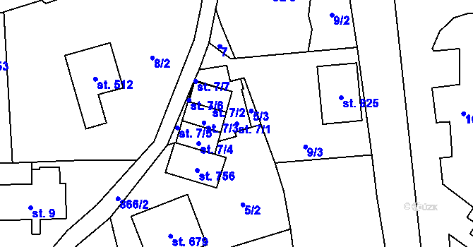 Parcela st. 7/1 v KÚ Kokonín, Katastrální mapa