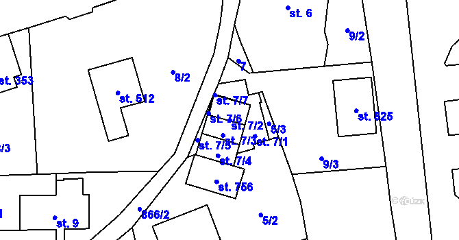 Parcela st. 7/2 v KÚ Kokonín, Katastrální mapa