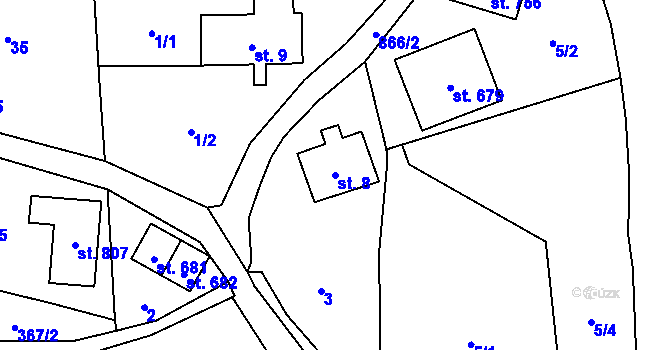 Parcela st. 8 v KÚ Kokonín, Katastrální mapa