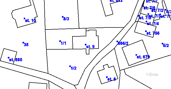 Parcela st. 9 v KÚ Kokonín, Katastrální mapa