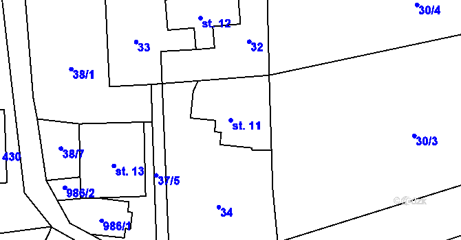 Parcela st. 11 v KÚ Kokonín, Katastrální mapa