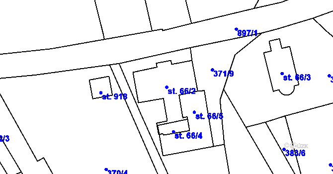 Parcela st. 66/2 v KÚ Kokonín, Katastrální mapa