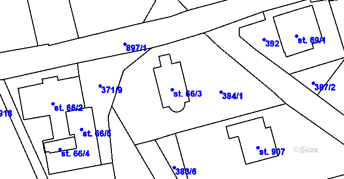 Parcela st. 66/3 v KÚ Kokonín, Katastrální mapa