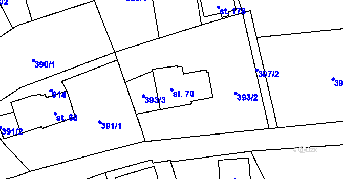 Parcela st. 70 v KÚ Kokonín, Katastrální mapa