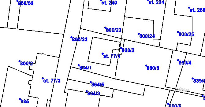 Parcela st. 77/1 v KÚ Kokonín, Katastrální mapa