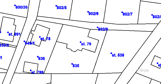 Parcela st. 79 v KÚ Kokonín, Katastrální mapa