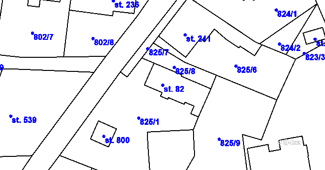 Parcela st. 82 v KÚ Kokonín, Katastrální mapa