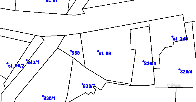 Parcela st. 89 v KÚ Kokonín, Katastrální mapa