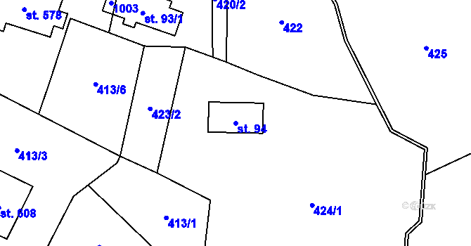 Parcela st. 94 v KÚ Kokonín, Katastrální mapa