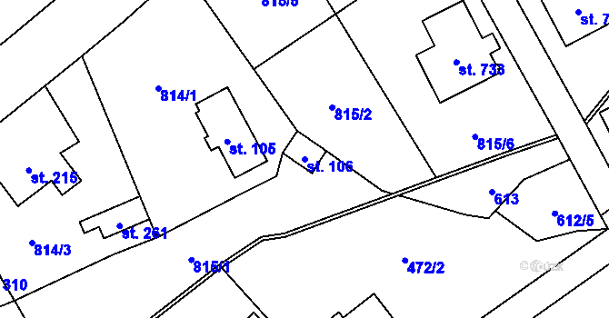 Parcela st. 106 v KÚ Kokonín, Katastrální mapa