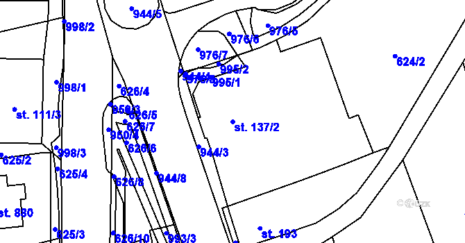 Parcela st. 137/2 v KÚ Kokonín, Katastrální mapa
