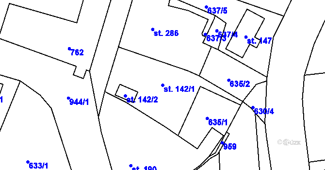 Parcela st. 142/1 v KÚ Kokonín, Katastrální mapa