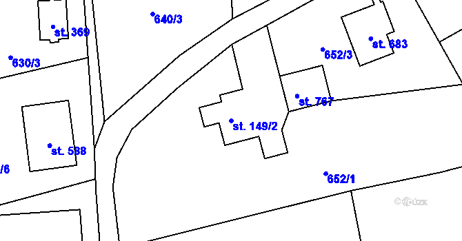 Parcela st. 149/2 v KÚ Kokonín, Katastrální mapa