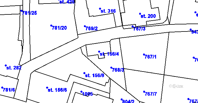 Parcela st. 156/4 v KÚ Kokonín, Katastrální mapa