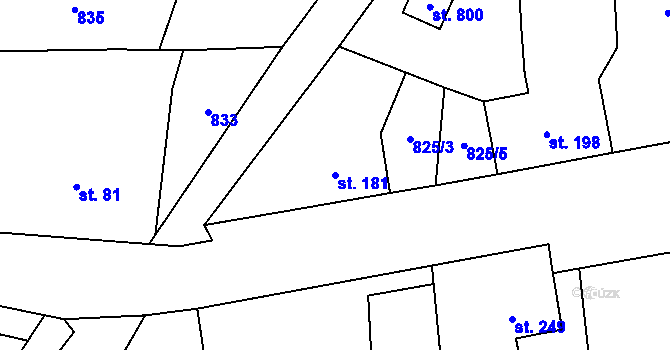 Parcela st. 181 v KÚ Kokonín, Katastrální mapa