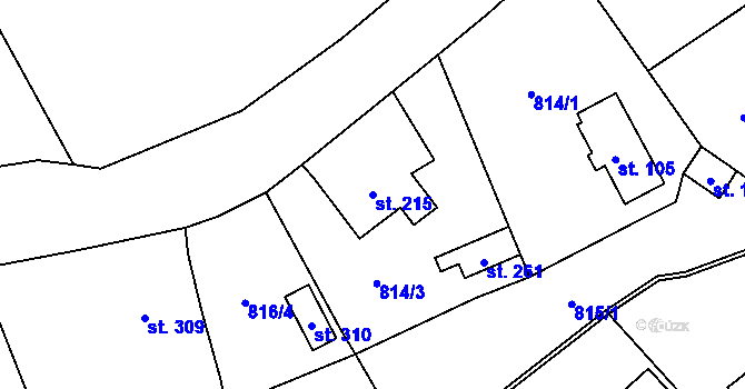 Parcela st. 215 v KÚ Kokonín, Katastrální mapa