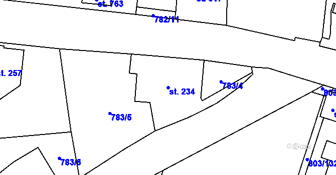 Parcela st. 234 v KÚ Kokonín, Katastrální mapa