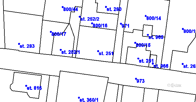 Parcela st. 251 v KÚ Kokonín, Katastrální mapa