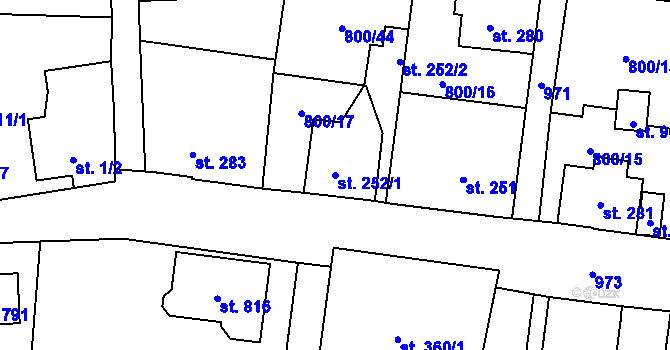 Parcela st. 252/1 v KÚ Kokonín, Katastrální mapa