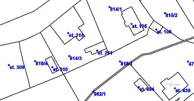 Parcela st. 261 v KÚ Kokonín, Katastrální mapa