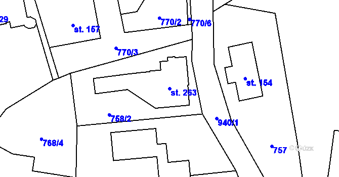 Parcela st. 263 v KÚ Kokonín, Katastrální mapa