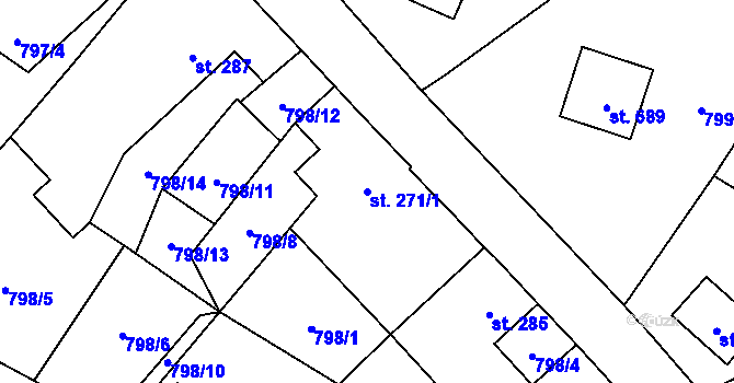 Parcela st. 271/1 v KÚ Kokonín, Katastrální mapa