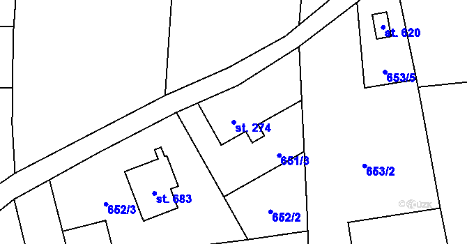 Parcela st. 274 v KÚ Kokonín, Katastrální mapa