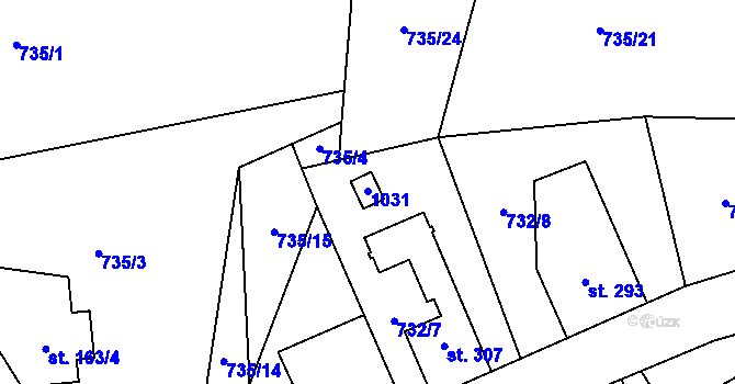 Parcela st. 308 v KÚ Kokonín, Katastrální mapa