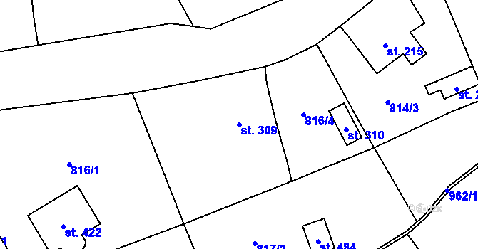 Parcela st. 309 v KÚ Kokonín, Katastrální mapa