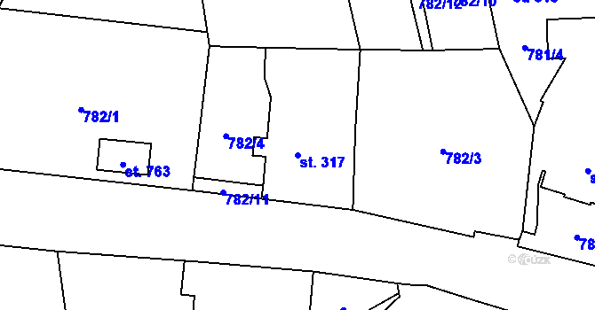 Parcela st. 317 v KÚ Kokonín, Katastrální mapa