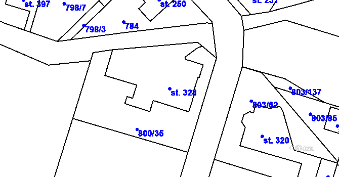 Parcela st. 323 v KÚ Kokonín, Katastrální mapa