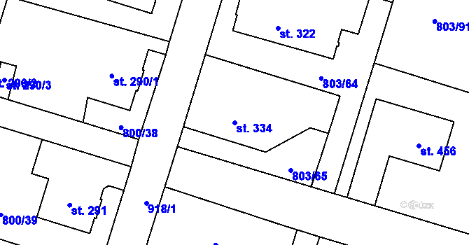Parcela st. 334 v KÚ Kokonín, Katastrální mapa