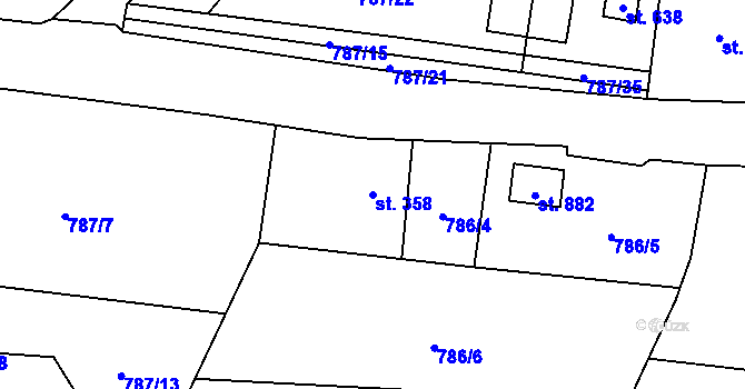 Parcela st. 358 v KÚ Kokonín, Katastrální mapa