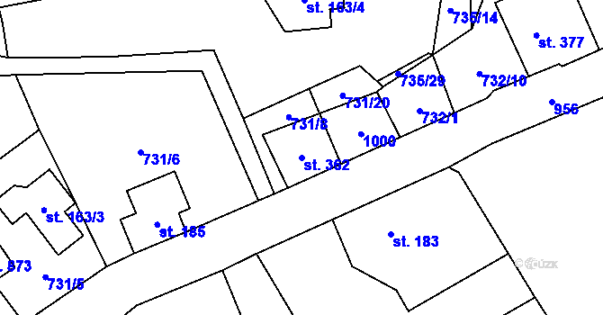 Parcela st. 362 v KÚ Kokonín, Katastrální mapa