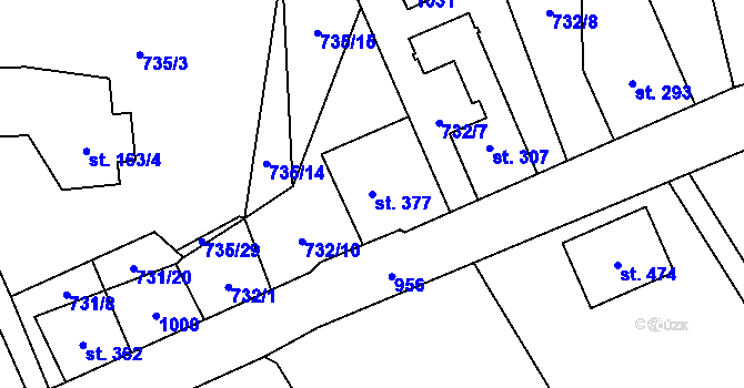 Parcela st. 377 v KÚ Kokonín, Katastrální mapa