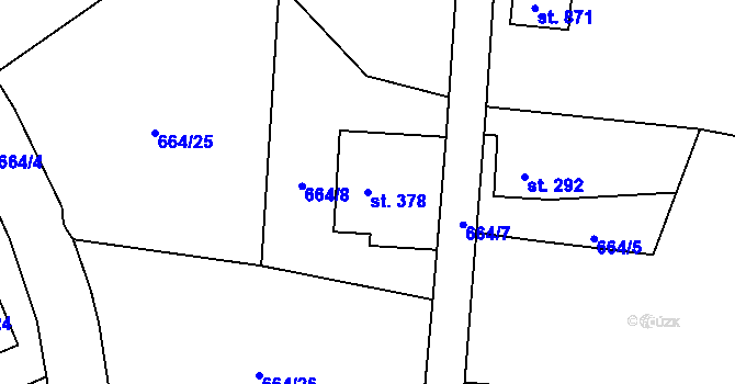 Parcela st. 378 v KÚ Kokonín, Katastrální mapa