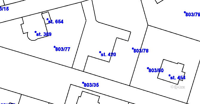 Parcela st. 420 v KÚ Kokonín, Katastrální mapa