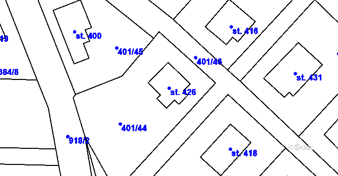 Parcela st. 426 v KÚ Kokonín, Katastrální mapa