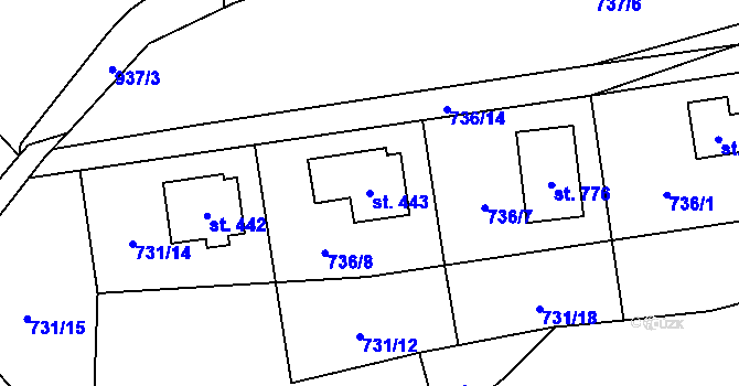 Parcela st. 443 v KÚ Kokonín, Katastrální mapa